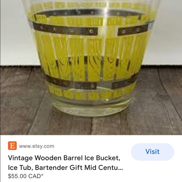 Mid century glass ice bucket/4 highball drinking glasses - Picture 14 of 14